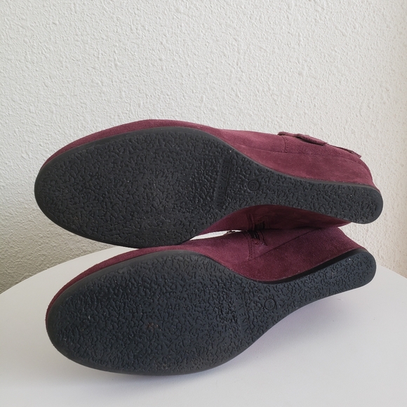 #Nine West Lina Women Burgundy Suede Wedges Booties - Picture 11 of 16